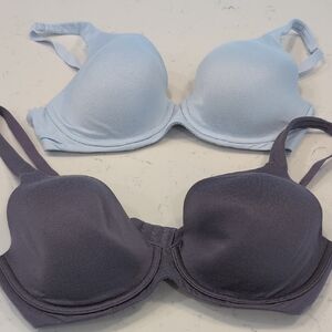 Women's Vanity Fair Intimates Set - Light Blue and Dark Gray Bras Size 36C